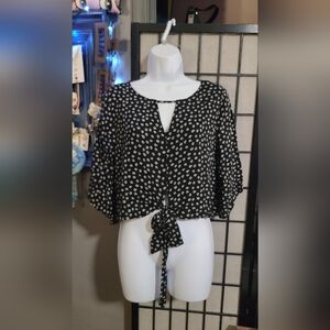 Mossimo Supply Co. Black and White Floral Blouse sz S